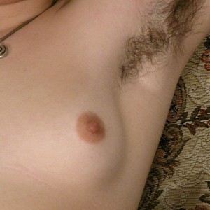 European amateur Gypsy flaunting pierced hard nipples, unshaven armpits and furry pubic hair