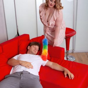 Overweight  teen with red hair Tessa Orlov seduces a sleeping boy for sex